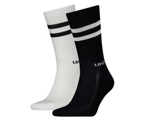 Socken LEVI'S "LEVIS REGULAR CUT SPORT STRIPE 2P", Damen, Gr. 39-42, schwarz-weiß (schwarz, weiß), Baumwollmischung, unifarben mit Farbeinsatz, normal, Socken Socken, mit auffälligen Streifen (4871821