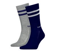Socken LEVI'S "LEVIS REGULAR CUT SPORT STRIPE 2P", Herren, Gr. 35-38, blau (navy, grau), Baumwollmischung, normal, Socken Socken, mit auffälligen Streifen (62570439-35) navy, grau