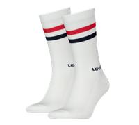 Socken LEVI'S "LEVIS REGULAR CUT SPORT STRIPE 2P", Herren, Gr. 39-42, bunt (weiß, blau, rot), Baumwollmischung, normal, Socken Socken, mit auffälligen Streifen (85050433-39)