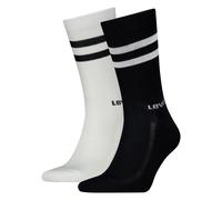 Socken LEVI'S "LEVIS REGULAR CUT SPORT STRIPE 2P", Herren, Gr. 43-46, schwarz-weiß (schwarz, weiß), Baumwollmischung, unifarben mit Farbeinsatz, normal, Socken Socken, mit auffälligen Streifen (487182