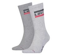 Socken LEVI'S "LEVIS REGULAR CUT SPRTWR LOGO 2P", Herren, Gr. 35-38, grau (grau combo), Baumwollmischung, unifarben, normal, Socken Socken, mit breitem Logobund (48849720-35) grau combo