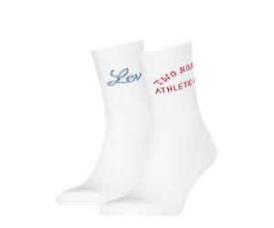 Socken LEVI'S "LEVIS SHORT CUT SALOON LOGO 2P", Damen, Gr. 43-46, weiß (weiß combo), Obermaterial: 78% Baumwolle, 18% Polyester, 3% Elasthan, 1% Polyamid, Socken Socken (58365127-43) weiß combo