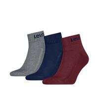 Socken LEVI'S "LEVIS UNI MID CUT ORANGE TAB 3P", Damen, Gr. 43-46, bunt (blau, grau, rot), Obermaterial: 77% Baumwolle, 22% Polyester, 1% Elasthan, Socken Socken (26739725-43) blau, grau, rot