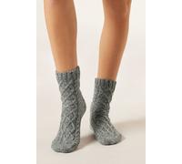 Socken Mit Zopfmuster Grau TU