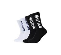 Socken MUSTANG "casual", Herren, Gr. 43-46, schwarz, weiß, Baumwollmischung, normal, Socken Socken, weicher Komfortbund, atmungsaktiv (79834319-43) schwarz, weiß
