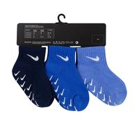 Socken NIKE SPORTSWEAR "3PK INF/TODD GRIPPER QTR S, NIKE POLAR", Mädchen, Gr. 68-80, blau (nike polar), Obermaterial: 63% Baumwolle, 33% Polyester, 4% Elasthan, Socken Socken, für Babys, rutschhemmend