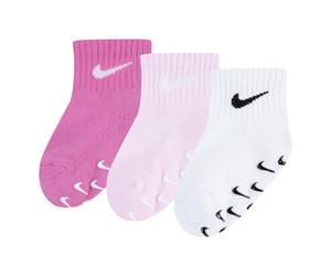 Socken NIKE SPORTSWEAR "NHN 3PK INF/TODD GRIPPER QTR S", Mädchen, Gr. 86, magic flaming, Baumwollmischung, Socken Socken, für Babys, dreierpack, mit Elasthan-Anteil (25228325-86) magic flaming