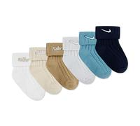 Socken NIKE SPORTSWEAR "NHN 6PK RIB TURNCUFF INF SOCK für Kinder", Mädchen, Gr. 68/80 (6/12), blau (sail), Obermaterial: 62% Baumwolle, 34% Polyester, 4% Elasthan, Socken Socken, mit Rippstruktur, mit
