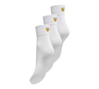 Socken ONLY "ONLTINE HEART TENNIS SOCK 3-PACK AC NOOS", Damen, weiß detail:gold lurex heart, Baumwollmischung, Socken Socken (94196551-0) weiß detail:gold lurex heart