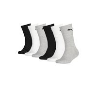 Socken PUMA "PUMA JUNIOR CREW SOCK 6P ECOM", Mädchen, Gr. 31-34, schwarz-weiß (schwarz, weiß, grau), Baumwollmischung, uni und meliert, normal, Socken Socken, gepolsterte Sohle für zusätzlichen Komfor