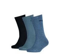 Socken PUMA "PUMA KIDS CREW SOCK 3P", Mädchen, Gr. 31-34, blau (denim blau), Baumwollmischung, Elasthan, Polyamid, elastisch, Socken Socken, Junior mit klassischer Rippe (40737725-31) denim blau
