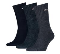 Socken PUMA "PUMA UNISEX CREW SOCK 3P", Herren, Gr. 43-46, blau (navy), Baumwollmischung, normal, Socken Socken, mit farblichem Logo (51159001-43) navy