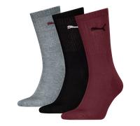 Socken PUMA "PUMA UNISEX CREW SOCK 3P", Herren, Gr. 47-49, schwarz (burgundy, schwarz, grau), Baumwollmischung, normal, Socken Socken, mit farblichem Logo (29159030-47) burgundy, schwarz, grau