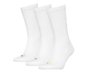 Socken PUMA "PUMA UNISEX CUSHIONED NEXT CREW 3P", Herren, Gr. 39-42, weiß (weiß combo), Baumwollmischung, unifarben mit Farbeinsatz, normal, Socken Socken, mit Zonenpolsterung für zusätzlichen Komfort