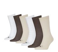 Socken PUMA "PUMA UNISEX CUSHIONED NEXT CREW 6P ECOM", Herren, Gr. 35-38, braun (alpine snow, braun), Baumwollmischung, Socken Socken, mit Logoschriftzug an der Rückseite (78825331-35) alpine snow, br