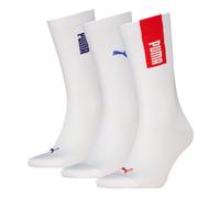 Socken PUMA "PUMA UNISEX LOGO CREW SOCK", Herren, Gr. 43-46, rot, weiß, Obermaterial: 62% Baumwolle, 24% Polyester, 10% Polyamid, 4% Elasthan, Socken Socken (43562424-43) rot, weiß