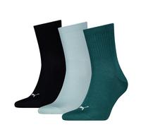 Socken PUMA "PUMA UNISEX LOGO SHORT CREW", Damen, Gr. 39-42, fresh water, Obermaterial: 64% Baumwolle, 22% Polyester, 11% Polyamid, 3% Elasthan, Socken Socken (82619217-39) fresh water