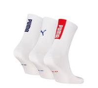 Socken PUMA "PUMA UNISEX LOGO SHORT CREW", Damen, Gr. 43-46, rot, weiß, Obermaterial: 64% Baumwolle, 22% Polyester, 11% Polyamid, 3% Elasthan, Socken Socken (11324041-43) rot, weiß