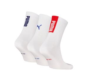 Socken PUMA "PUMA UNISEX LOGO SHORT CREW", Damen, Gr. 43-46, rot, weiß, Obermaterial: 64% Baumwolle, 22% Polyester, 11% Polyamid, 3% Elasthan, Socken Socken (11324041-43) rot, weiß