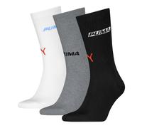 Socken PUMA "PUMA UNISEX LOGO STACKING CREW SOCK", Mädchen, Gr. 43-46, bunt (schwarz, grau, weiß), Obermaterial: 63% Baumwolle, 24% Polyester, 9% Polyamid, 4% Elasthan, Socken Socken (59431731-43) sch