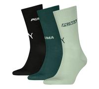Socken PUMA "PUMA UNISEX LOGO STACKING CREW SOCK", Mädchen, Gr. 43-46, bunt (soft grass, grün, schwarz), Obermaterial: 63% Baumwolle, 24% Polyester, 9% Polyamid, 4% Elasthan, Socken Socken (35327955-4