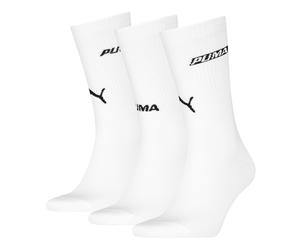 Socken PUMA "PUMA UNISEX LOGO STACKING CREW SOCK", Mädchen, Gr. 43-46, weiß, Obermaterial: 63% Baumwolle, 24% Polyester, 9% Polyamid, 4% Elasthan, Socken Socken (17741462-43) weiß