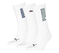 Socken PUMA "PUMA UNISEX RIB LOGO CREW SOCK 3P", Herren, Gr. 39-42, weiß (weiß, colorot logos), Baumwollmischung, normal, Socken Socken (30619757-39)