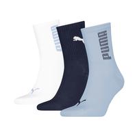 Socken PUMA "PUMA UNISEX RIB LOGO SHORT SOCK", Herren, Gr. 35-38, blau, navy, weiß, Baumwollmischung, normal, Socken Socken, mit Logo und Logoschriftzug (86342020-35) blau, navy, weiß