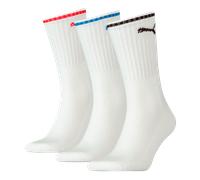 Socken PUMA "PUMA UNISEX STRIPED CREW SOCK 3P", Damen, Gr. 47-49, weiß, Baumwollmischung, normal, Socken Socken, Komfort-Bund, Frottee-Polsterung, flache Zehennaht (24489020-47) weiß