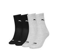 Socken PUMA "PUMA WOMEN SOCK 4P ECOM", Damen, Gr. 35-38, schwarz (grau melange, schwarz), Materialmix, meliert, unifarben, Socken Socken, mit unterstützender Fußgewölbestruktur (54719842-35) grau mela