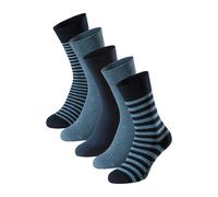 Schiesser Herren Socken Bluebird – Baumwoll-Mix, uni/gemustert Blau/gestreift – 5er-Pack Gr. 43-46