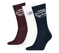 Socken TOMMY HILFIGER, Damen, Gr. 43-46, bunt (navy, weiß, deep rouge), Obermaterial: 71% Baumwolle, 28% Polyamid, 1% sonstige Fasern, Socken Socken, mit Geschenkbox (16323239-43) navy, weiß, deep rou