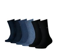 Socken TOMMY HILFIGER "TH CHILDREN SOCK TH BASIC 6P ECOM", Mädchen, Gr. 39-42, blau (denim combo), Baumwollmischung, normal, Socken Socken, Mit kleinem Rippenbündchen und Logo (36261112-39) denim comb
