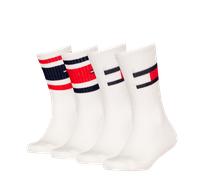 Socken TOMMY HILFIGER "TH KIDS SOCK 4P FLAG & SPORT STRIPE ECOM", Kinder, Gr. 35-38, weiß, Baumwolle, Elasthan, Polyamid, Socken Socken, mit verstärkten Fersenbereichen (77465450-35) weiß