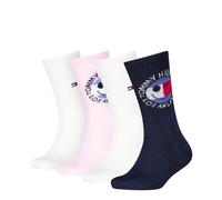 Socken TOMMY HILFIGER "TH KIDS SOCK 4P SPORT TOMMY SMILEY ECOM", Mädchen, Gr. 27-30, tommy original, pink, Obermaterial: 76% Baumwolle, 23% Polyamid, 1% Elasthan, Socken Socken (45644130-27) tommy ori