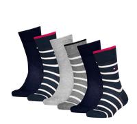 Socken TOMMY HILFIGER "TH KIDS SOCK 6P BRETON STRIPE ECOM", Mädchen, Gr. 39-42, blau (blau, grau), Baumwollmischung, normal, Socken Socken, gestreift und uni (75965807-39) blau, grau