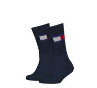 Socken TOMMY HILFIGER "TH KIDS SOCK FLAG", Mädchen, Gr. 39-42, blau (navy), Baumwollmischung, normal, Socken Socken, halbe Frotteesohle für zusätzlichen Komfort (63889833-39) navy