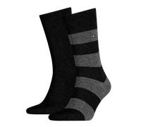 TOMMY HILFIGER Herrensocken Doppelpack Uni/Ringel schwarz Größe 39-42