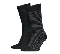 Socken TOMMY HILFIGER "TH MEN SMALL STRIPE SOCK 2P", Jungen, Gr. 39-42, schwarz, Baumwollmischung, Elasthan, Polyamid, normal, Socken Socken, Tommy Hilfiger-Branding (77640314-39) schwarz