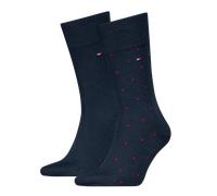 Socken TOMMY HILFIGER "TH MEN SOCK 2P DOT", Herren, Gr. 43-46, blau (schwarz navy), Baumwollmischung, normal, Socken, mit klassischer Markenprägung (57243450-43) schwarz navy