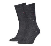 Socken TOMMY HILFIGER "TH MEN SOCK 2P DOT", Herren, Gr. 43-46, schwarz (anthrazit melange), Baumwollmischung, normal, Socken, mit klassischer Markenprägung (89207327-43) anthrazit melange