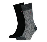 Socken TOMMY HILFIGER "TH MEN SOCK 2P MOULINE NAPPY HERRINGBONE", Damen, Gr. 39-42, bunt (schwarz), Obermaterial: 39% Baumwolle, 38% Polyester, 23% Elasthan, Socken Socken (71217801-39) schwarz