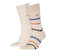 Socken TOMMY HILFIGER "TH MEN SOCK 2P SUMMER BRETON", Damen, Gr. 43-46, sand, Obermaterial: 75% Baumwolle, 24% Polyamid, 1% Elasthan, Socken Socken (16884508-43) sand