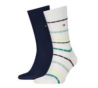 Socken TOMMY HILFIGER "TH MEN SOCK 2P SUMMER BRETON", Damen, Gr. 39-42, weiß, fresh grün, Obermaterial: 75% Baumwolle, 24% Polyamid, 1% Elasthan, Socken Socken (92226841-39) weiß, fresh grün