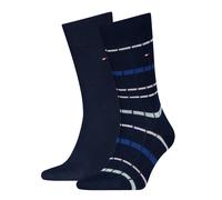 Socken TOMMY HILFIGER "TH MEN SOCK 2P SUMMER BRETON", Herren, Gr. 43-46, navy, Obermaterial: 75% Baumwolle, 24% Polyamid, 1% Elasthan, Socken Socken (49621649-43)
