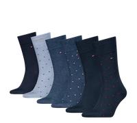 Socken TOMMY HILFIGER "TH MEN SOCK 6P DOT ECOM", Herren, Gr. 39-42, blau (navy, blau), Baumwollmischung, normal, Socken, gepunktet und uni (42481355-39) navy, blau