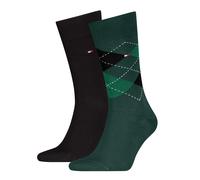 Socken TOMMY HILFIGER "TH MEN SOCK CHECK 2P", Damen, Gr. 39-42, deep grün, Baumwollmischung, normal, Socken Socken, mit klassischem Argyle-Design (86838545-39) deep grün