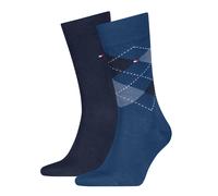 Socken TOMMY HILFIGER "TH MEN SOCK CHECK 2P", Damen, Gr. 39-42, ocean blau, Baumwollmischung, normal, Socken Socken, mit klassischem Argyle-Design (62701259-39) ocean blau