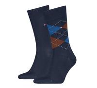 Socken TOMMY HILFIGER "TH MEN SOCK CHECK 2P", Damen, Gr. 43-46, chestnut, navy, Baumwollmischung, normal, Socken Socken, mit klassischem Argyle-Design (79031130-43) chestnut, navy