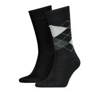 Socken TOMMY HILFIGER "TH MEN SOCK CHECK 2P", Herren, Gr. 39-42, schwarz, Baumwollmischung, normal, Socken Socken, mit klassischem Argyle-Design (81375612-39) schwarz